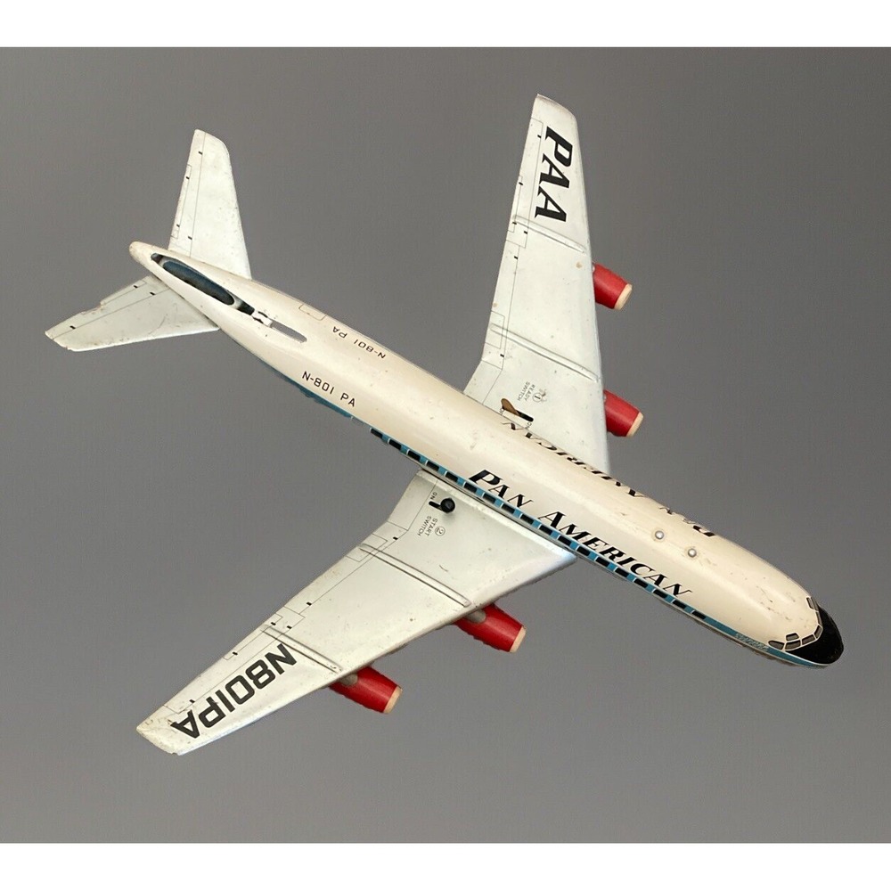 Vtg Pan American Am Tin Metal Toy Airplane Japan ETC Clipper Meteor PAA N-801PA